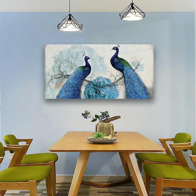 Al Raied ARS® Canvas Wall Art - Elegant Peacock Design with Floral Accents - 60 x 100 cm - Image 2