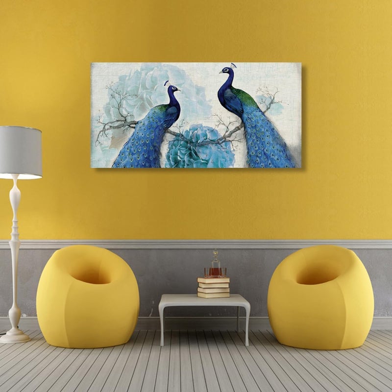 Al Raied ARS® Canvas Wall Art - Elegant Peacock Design with Floral Accents - 60 x 100 cm - Image 5