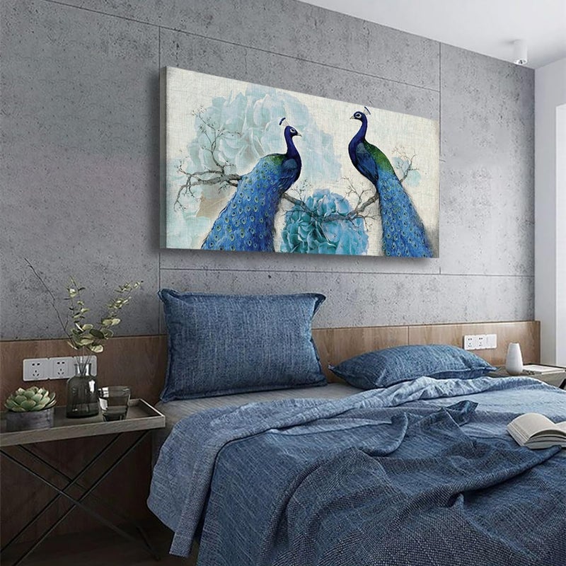 Al Raied ARS® Canvas Wall Art - Elegant Peacock Design with Floral Accents - 60 x 100 cm - Image 3