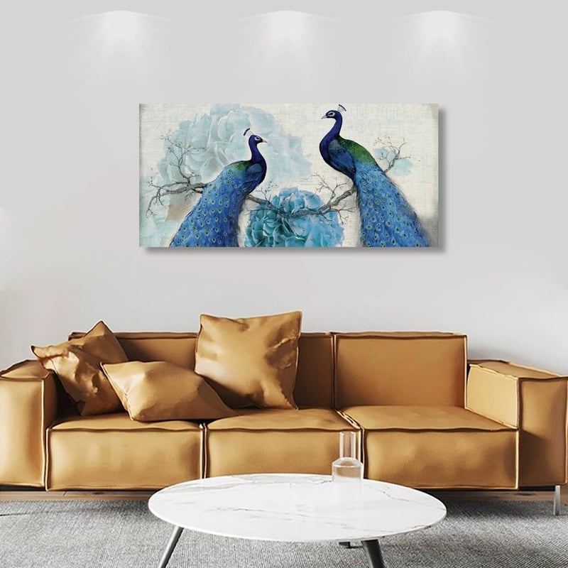 Al Raied ARS® Canvas Wall Art - Elegant Peacock Design with Floral Accents - 60 x 100 cm - Image 4