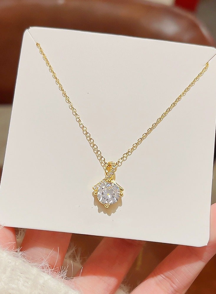 قلادة للفتيات، قلادة ذهبية ذات سلسلة عظام الترقوة النسائية ذات مزاج أنيق، قلادة ذهبية مناسبة كهدية للأصدقاء وزملاء الدراسة من العائلة ， مجوهرات نسائية، إكسسوارات للسيدات (ذهبي) - Image 1