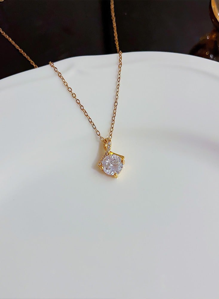 قلادة للفتيات، قلادة ذهبية ذات سلسلة عظام الترقوة النسائية ذات مزاج أنيق، قلادة ذهبية مناسبة كهدية للأصدقاء وزملاء الدراسة من العائلة ， مجوهرات نسائية، إكسسوارات للسيدات (ذهبي) - Image 2