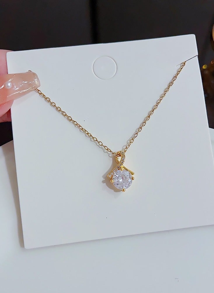 قلادة للفتيات، قلادة ذهبية ذات سلسلة عظام الترقوة النسائية ذات مزاج أنيق، قلادة ذهبية مناسبة كهدية للأصدقاء وزملاء الدراسة من العائلة ， مجوهرات نسائية، إكسسوارات للسيدات (ذهبي) - Image 4