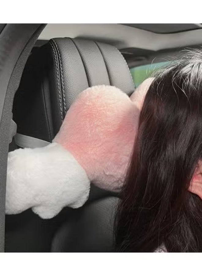 COYO وسادة على شكل قلب من الفرو مع أجنحة ملائكية 1 قطعة، وسادة رأس السيارة ناعمة ومريحة لقيادة السيارة والسفر والغرفة والمكتب وزينة السيارة، (وردي) - Image 3