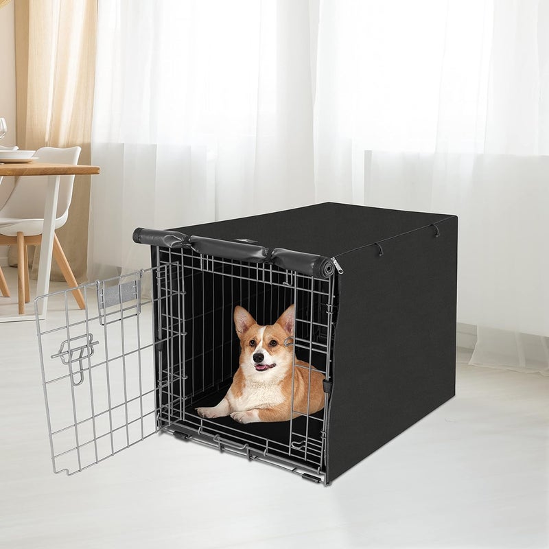 إكس-زون بيت غطاء لقفص الكلاب ذو البابين من X-ZONE PET - مصنوع من البوليستر (لقفص السلكي بحجم 30 بوصة)، لون أسود - Image 2