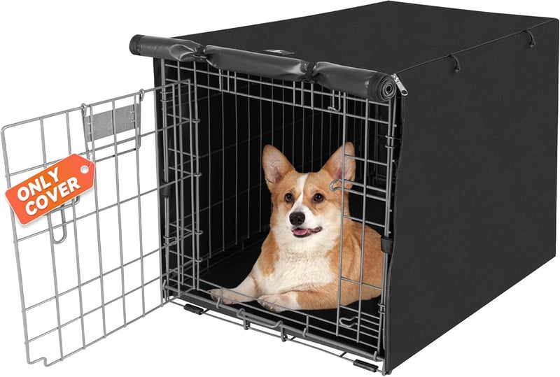 إكس-زون بيت غطاء لقفص الكلاب ذو البابين من X-ZONE PET - مصنوع من البوليستر (لقفص السلكي بحجم 30 بوصة)، لون أسود - Image 1