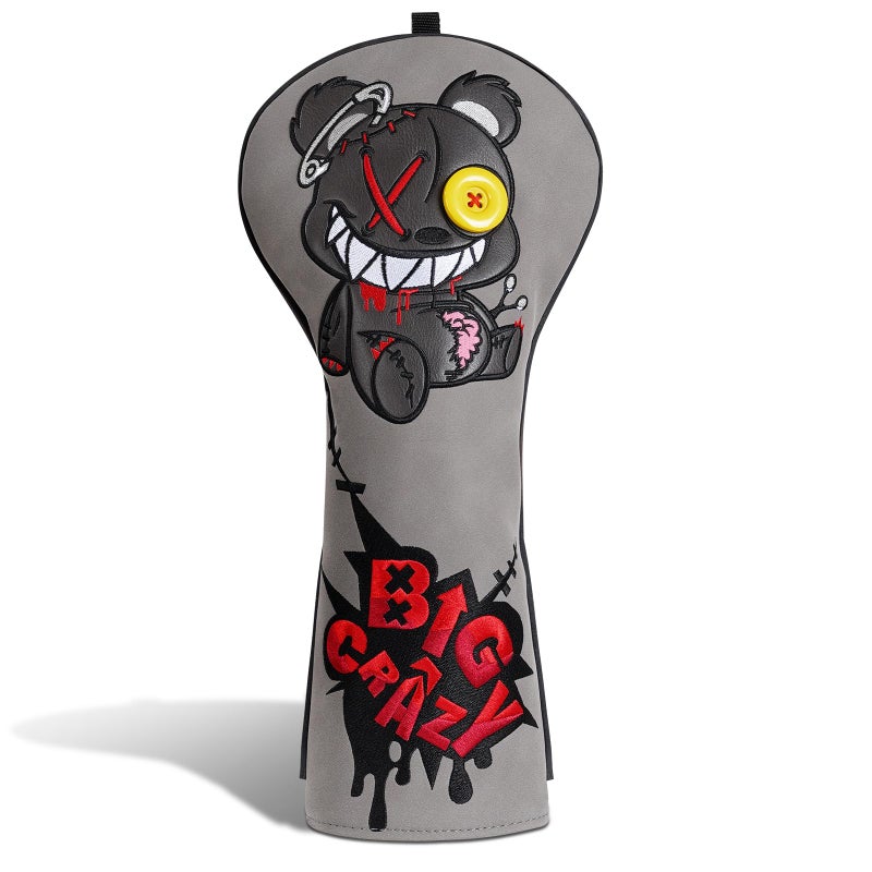 Big Crazy Golf Club Head Cover Golf Head Covers Funny Driver Headcover Unqiue Hybrid Headcover Fairway Wood Head Covers Golf Blade Mallet Putter Cover Gift Broken Bear - Image 2