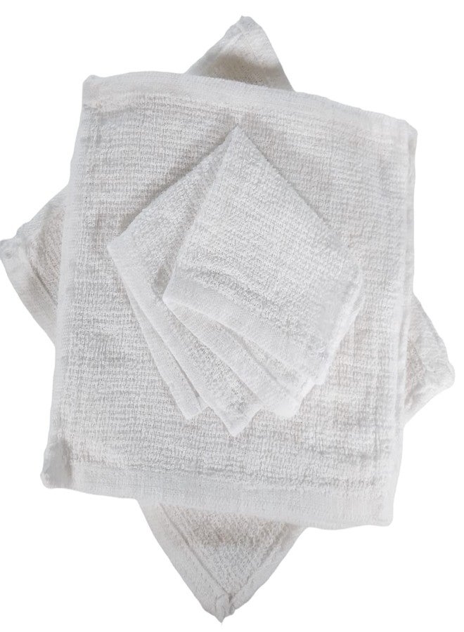 Economy Towels,(White 8X8in.) Small Washcloths Set. 100% Cotton Terry Cloth Soft & Absorbent Reusable Wipes for Bath, Kitchen. Wash Rags for General Cleaning, Bidet Towels. (24)