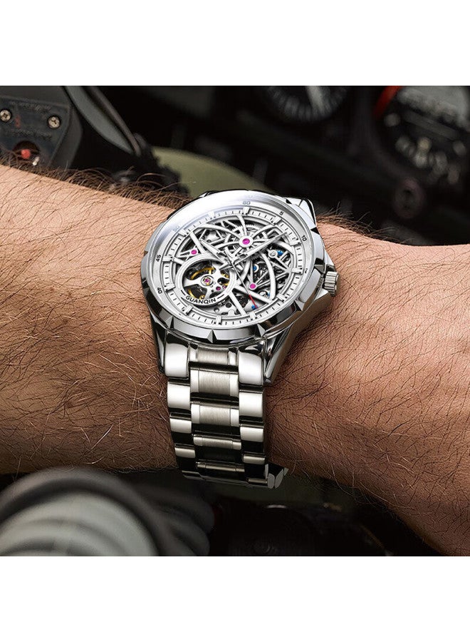 Guanqin Men's Mechanical Watch, Swiss Certified Fully Automatic Skeleton Trendy Men's Watch, Fireworks Series Strong Luminous Famous Watch - Image 5