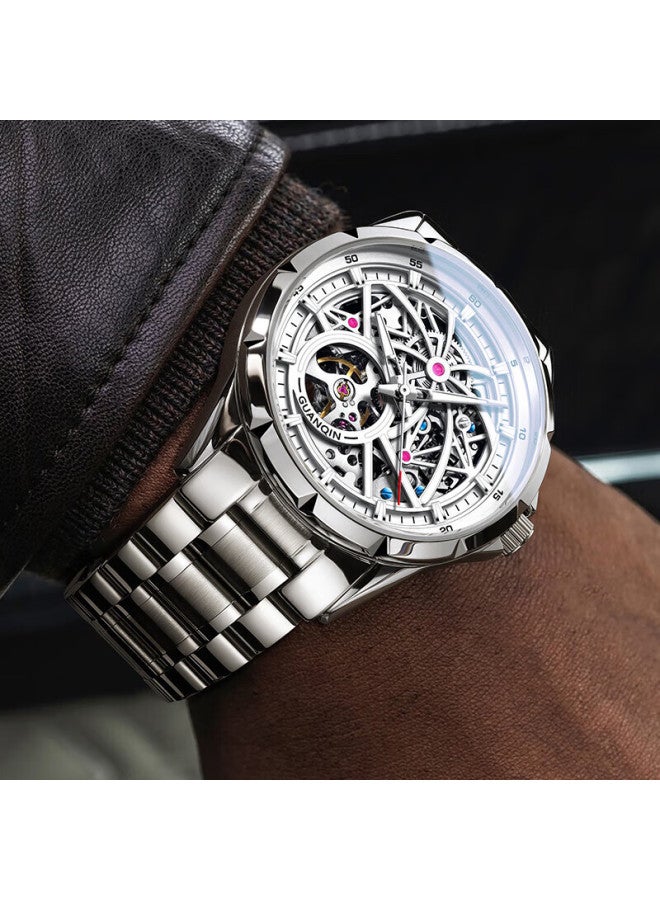 Guanqin Men's Mechanical Watch, Swiss Certified Fully Automatic Skeleton Trendy Men's Watch, Fireworks Series Strong Luminous Famous Watch - Image 4