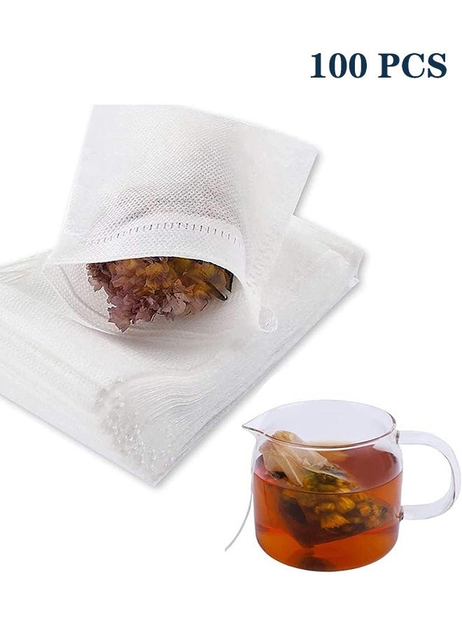Beauenty 100-Piece Heatproof Disposable Corn Fiber Tea Filter Bags with Drawstring, Degradable Seal Filter Tea Bags, for Loose Leaf Tea, Empty Tea Bags Filter Flower Tea & Coffee Bag (7cm*9cm)  - Image 1