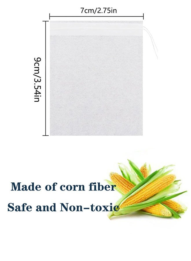 Beauenty 100-Piece Heatproof Disposable Corn Fiber Tea Filter Bags with Drawstring, Degradable Seal Filter Tea Bags, for Loose Leaf Tea, Empty Tea Bags Filter Flower Tea & Coffee Bag (7cm*9cm)  - Image 3