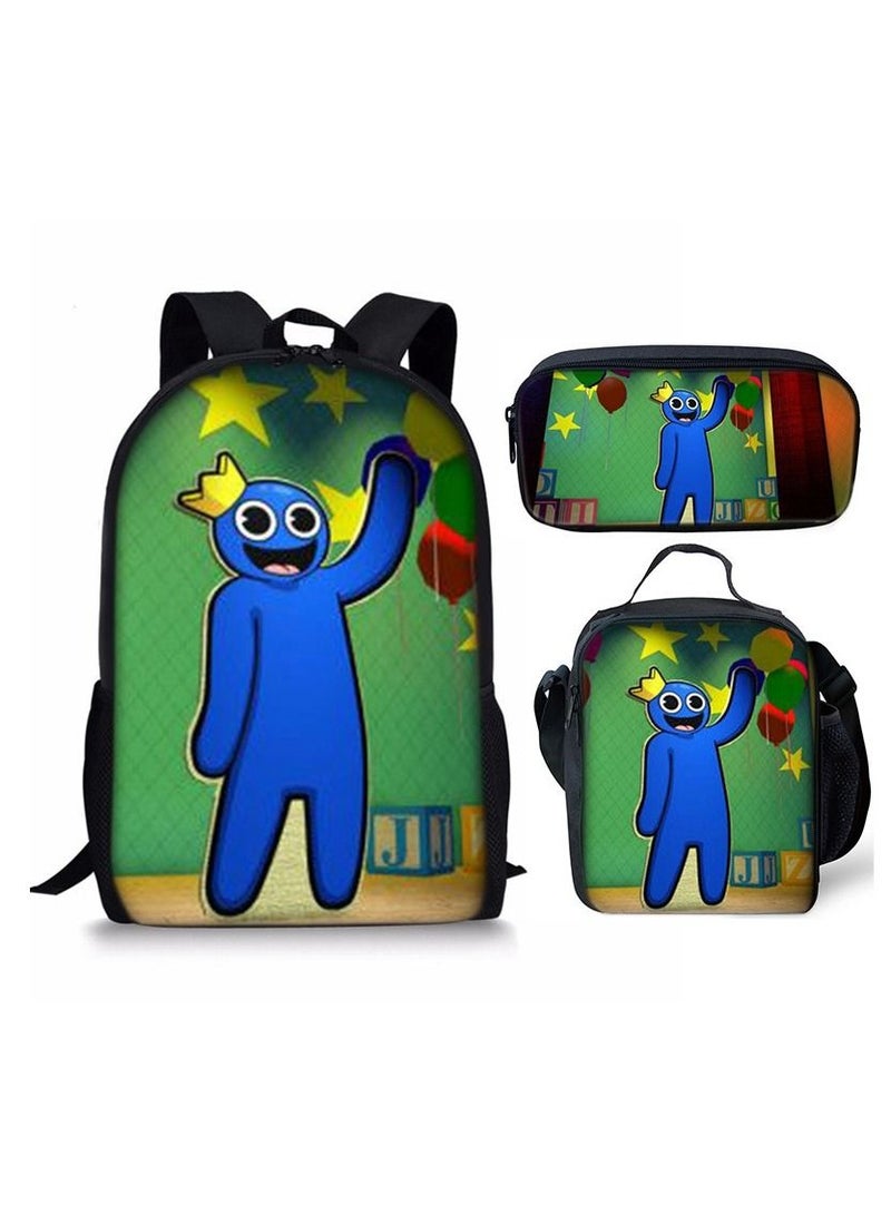 Y&D 3-Piece Rainbow Friends 3D Print Insulated Lunch Backpack Set Multicolour - Image 1