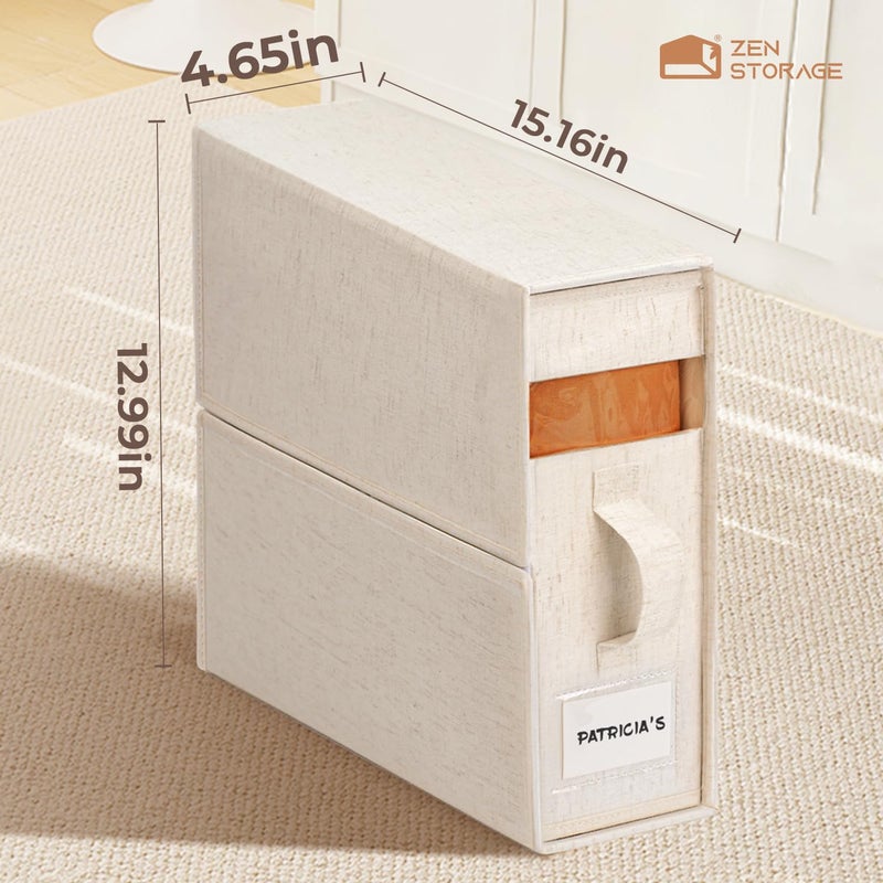 ZenStorage 4Pack Linen Sheet Organizers and Storage - King/Queen Size Sheet Storage Organizer with Window, Foldable & Dustproof Sheet Organizer for Linen Closet for Summer Blankets & Sheet Sets,Off-white - Image 3