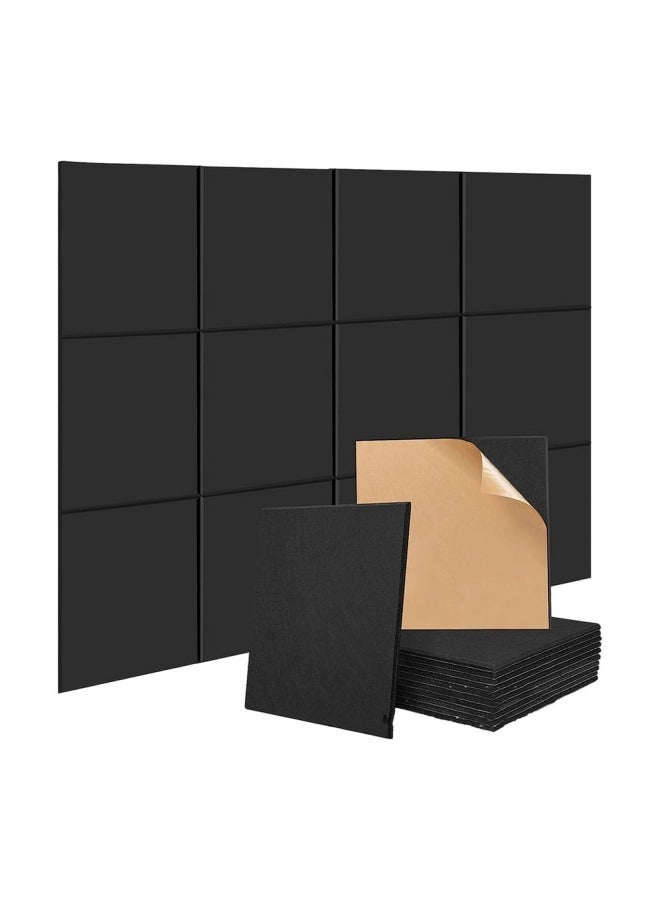GGEROU 12Pack Acoustic Panels Sound Proof Padding Bevled Edge Polyester Fiber Panels High Density Acoustic Treatment Wall Decoration for Home Office Studio 12X12X0.35inch Black  - Image 1