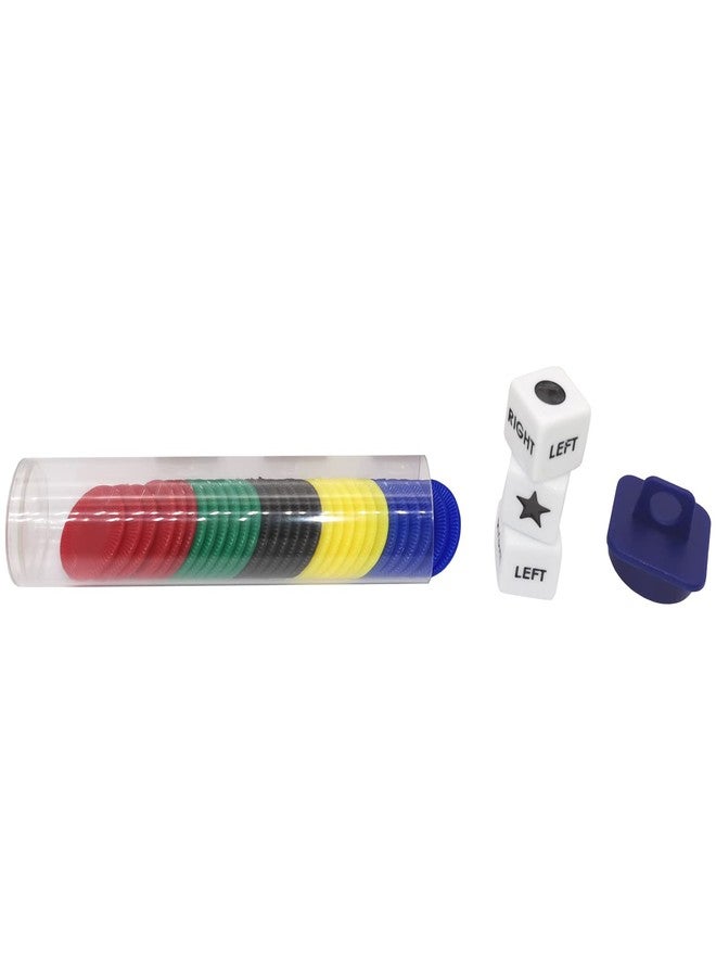 Ahoper Left Right Center Dice Game Prime Set Bundle with 3 Dices + 30 Chips (Colorful). Easy to Store, Carry Around. (1 Pack) - Image 3