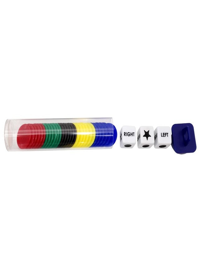 Ahoper Left Right Center Dice Game Prime Set Bundle with 3 Dices + 30 Chips (Colorful). Easy to Store, Carry Around. (1 Pack) - Image 4