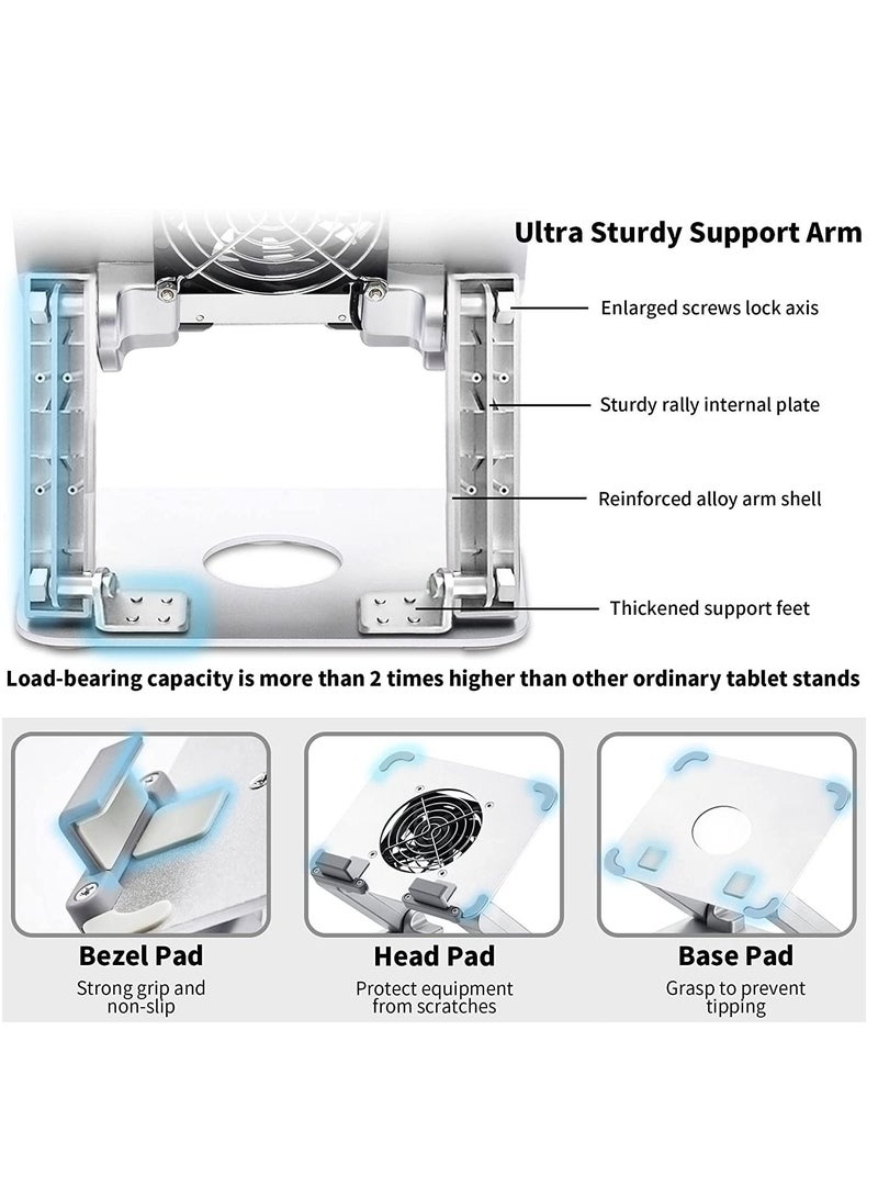 SYOSI Adjustable Laptop Stand for Desk Ergonomic Aluminum Foldable Computer Stand Portable Laptop Stands Elevator for Desk with Heat-Vent Multi-Angle Laptop Holder  - Image 3