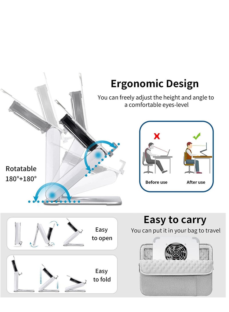 SYOSI Adjustable Laptop Stand for Desk Ergonomic Aluminum Foldable Computer Stand Portable Laptop Stands Elevator for Desk with Heat-Vent Multi-Angle Laptop Holder  - Image 5