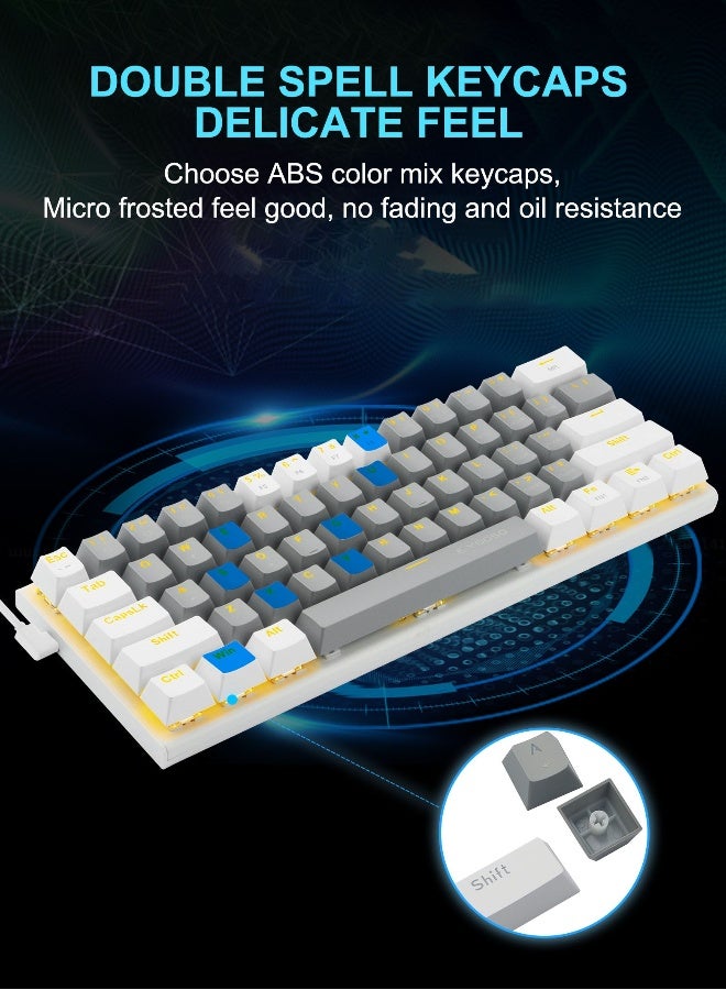60% Wired Mechanical Gaming Keyboard with Red Switches, LED Backlit, Ultra-Compact Computer Keyboard for PS4/5, Windows, Mac OS (Grey White) - Image 3