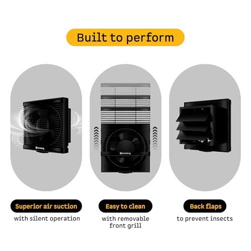 atomberg Efficio Exhaust Fan 200mm (8 Inches) | BLDC Motor | 20W| Low Noise | 1600 RPM| Ideal for Bathroom, Kitchen | Easy to Clean | Installation-Square Cut (245mm) | 2 Years Warranty | Black - Image 2