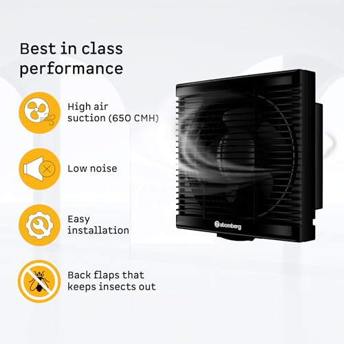 atomberg Efficio Exhaust Fan 200mm (8 Inches) | BLDC Motor | 20W| Low Noise | 1600 RPM| Ideal for Bathroom, Kitchen | Easy to Clean | Installation-Square Cut (245mm) | 2 Years Warranty | Black - Image 4