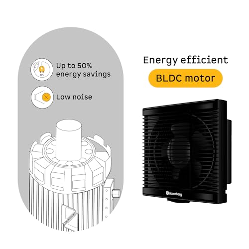 atomberg Efficio Exhaust Fan 200mm (8 Inches) | BLDC Motor | 20W| Low Noise | 1600 RPM| Ideal for Bathroom, Kitchen | Easy to Clean | Installation-Square Cut (245mm) | 2 Years Warranty | Black - Image 3
