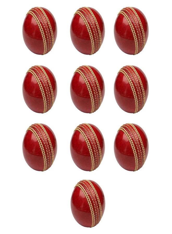 AASA Leather Cricket Hard Balls Practice and Training |Hand-Stitched Cricket Ball for Outdoor and Indoor Training Pack of 1 (Set of 10) - Image 1