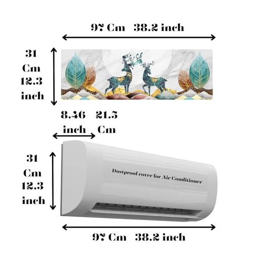Ameedarshan Polyester Deer Nature Golden Printed Air Conditioning Dust Cover Folding Designer Ac Cover For Indoor Split Ac (97 X 31 X 21) - Image 5
