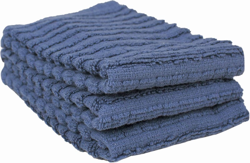 Ritz Royale Collection 100% Combed Terry Cotton, Highly Absorbent, Kitchen Dish Cloth Set, 13-3/4" x 12", 3-Pack, Solid Federal Blue - Image 1