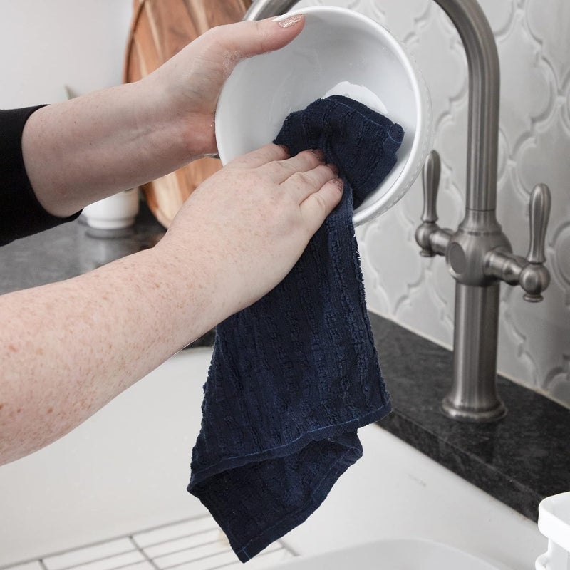 Ritz Royale Collection 100% Combed Terry Cotton, Highly Absorbent, Kitchen Dish Cloth Set, 13-3/4" x 12", 3-Pack, Solid Federal Blue - Image 4