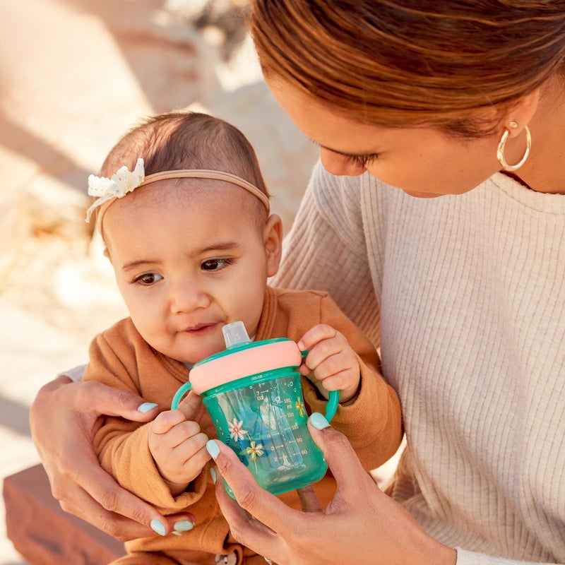 The First Years - Soft Spout Sippy Cup - Toddler Trainer Cup for 6+ Months -With Handles and Leak Proof Lid - 7 Oz - Floral Ladybug Print - 2 Count - Image 4
