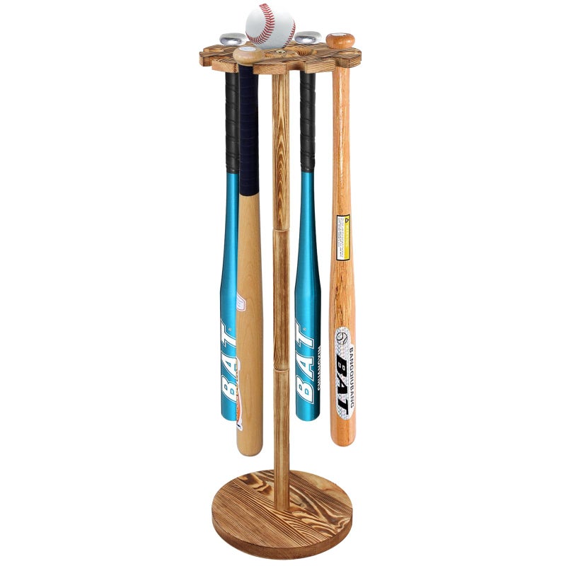 BEARUT Baseball Bat Holder and Ball Display Shelf Baseball Bat Stand Shelf Rack,Baseball Bat Storage Organizer,Holder 10 Bats By Wood - Image 1