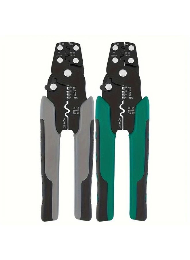 Green Handle Multi Function Electrical Terminal Crimping Tool Pliers Wire Stripper Cutter - Image 2