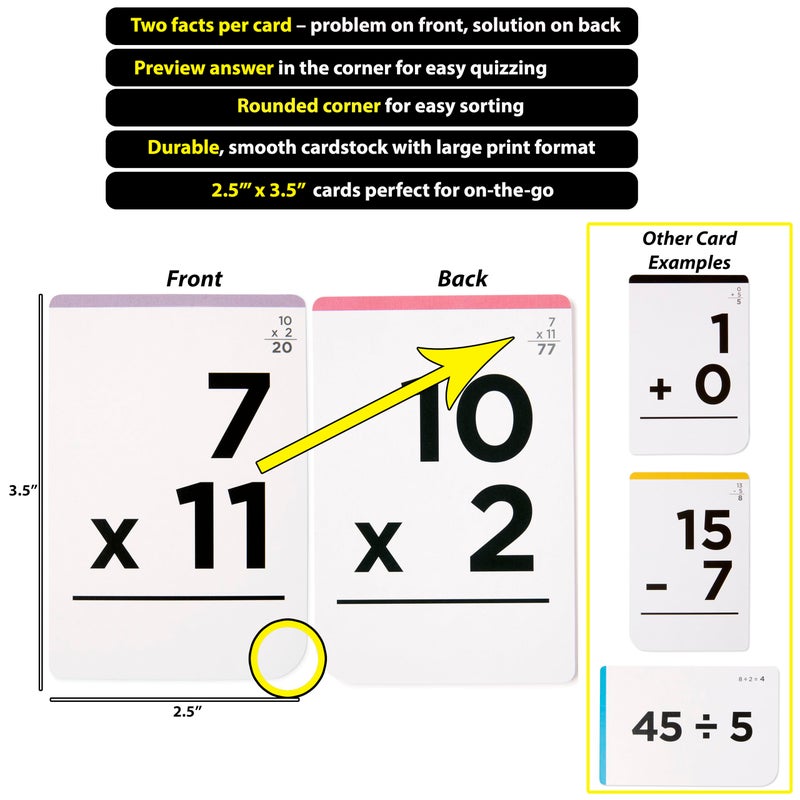 Think Tank Scholar Award-Winning Math Flash Cards â€“ 600 Addition, Subtraction, Multiplication & Division Facts â€“ 2 Facts Per Card â€“ 20 Games & Teaching Methods â€“ Grades 1â€“6 â€“ Classroom, Homeschool & Teacher-Approved - Image 4