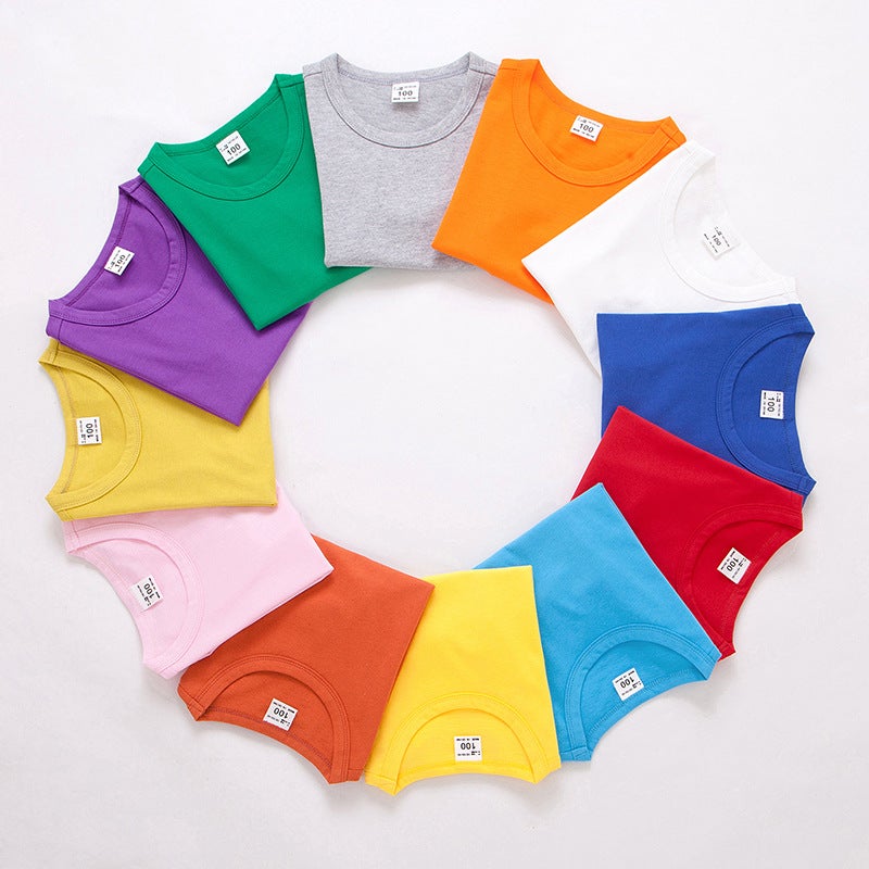 Rice Pure 2025 Children'S Clothing Short Sleeve Summer Solid Color Short Sleeve Children'S Five Sleeve Manufacturers Supply Tide Neutral Children'S T-Shirt - Image 5