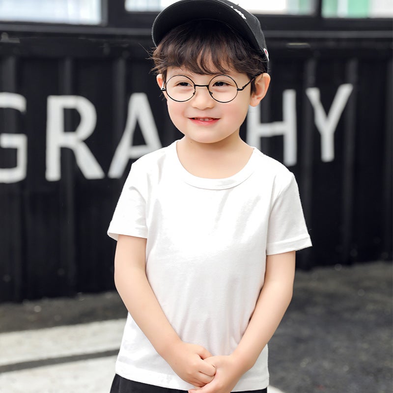 Rice Pure 2025 Children'S Clothing Short Sleeve Summer Solid Color Short Sleeve Children'S Five Sleeve Manufacturers Supply Tide Neutral Children'S T-Shirt - Image 3