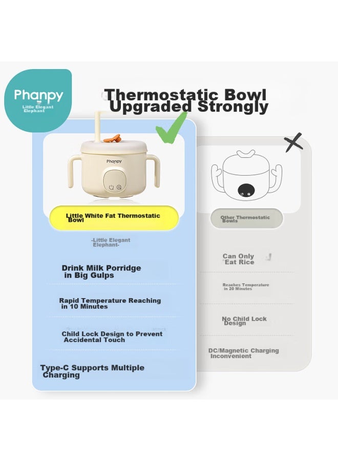 Xiaoya Elephant Xiaoya Xiang Baby Constant Temperature Bowl, Rechargeable Heating, No Water Needed, Children's Smart Electronic Insulated Straw Feeding Bowl - Image 1