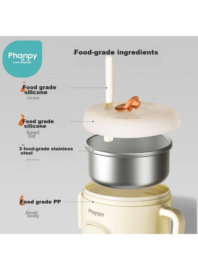 Xiaoya Elephant Xiaoya Xiang Baby Constant Temperature Bowl, Rechargeable Heating, No Water Needed, Children's Smart Electronic Insulated Straw Feeding Bowl - Image 4