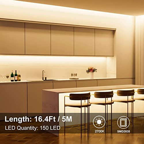 echosari Strip Lights Battery Operated, 16.5Ft 150 LED 2835 SMD Closet Strip Lights with Remote for Bedroom, Kitchen, Cabinet Décor (Warm White) - Image 2