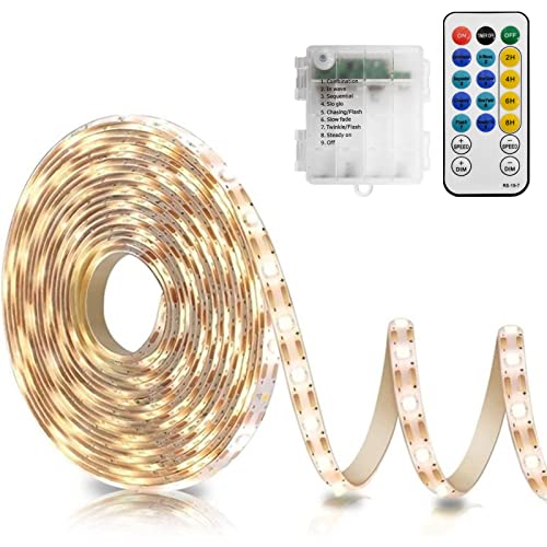 echosari Strip Lights Battery Operated, 16.5Ft 150 LED 2835 SMD Closet Strip Lights with Remote for Bedroom, Kitchen, Cabinet Décor (Warm White) - Image 1
