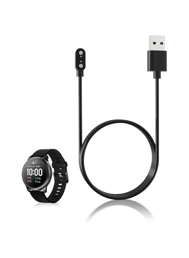 Smart Watch Magnetic Charger Cord, 2 Pin 3.3Ft USB Fast Charging Cable Power Base Fits for Xiaomi Haylou RT2 LS10 Smartwatch, Over Voltage and Current - Image 1