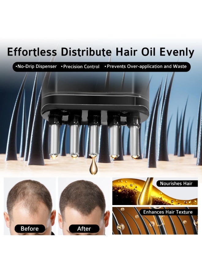 Bukela 3-in-1 Hair Oil Applicator for Scalp with No-Drip Dispenser, Lightweight Hair Brush, Electric Scalp Massager, Portable Design for Travel & Home Use - Image 2