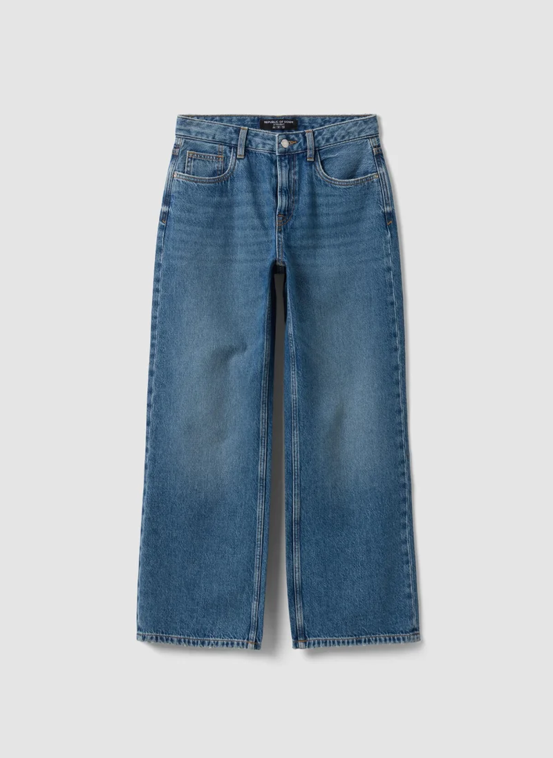 Ovs  OVS Blue Denim Pure Cotton Straight-Fit Jeans for Women | Best Price UAE