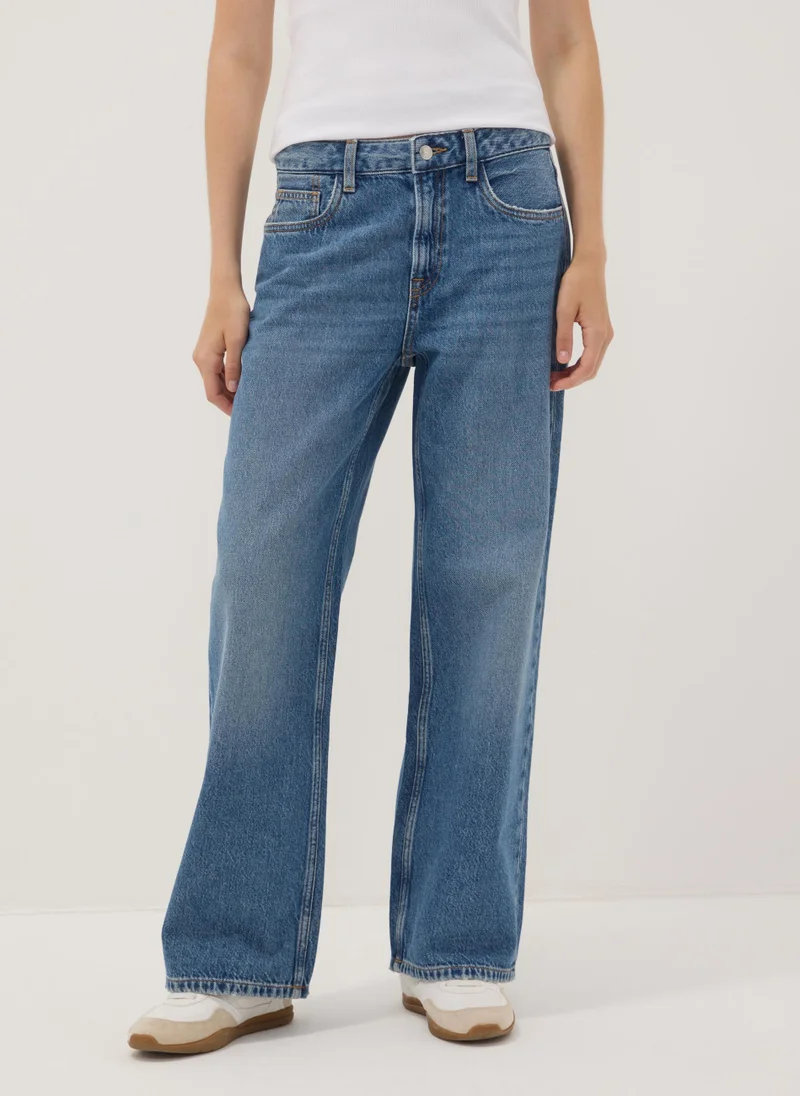 او في اس OVS Blue Denim Pure Cotton Straight-Fit Jeans