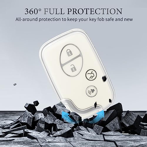 OFFCURVE for Lexus Key Fob Cover Special Key Fob Case Holder for Lexus ES350 GS300 GS430 GS450h GS460 is F IS250 IS350 LS460 LX570 RX350 Car Accessories Smart Keyless Remote Key Protector, White - Image 5