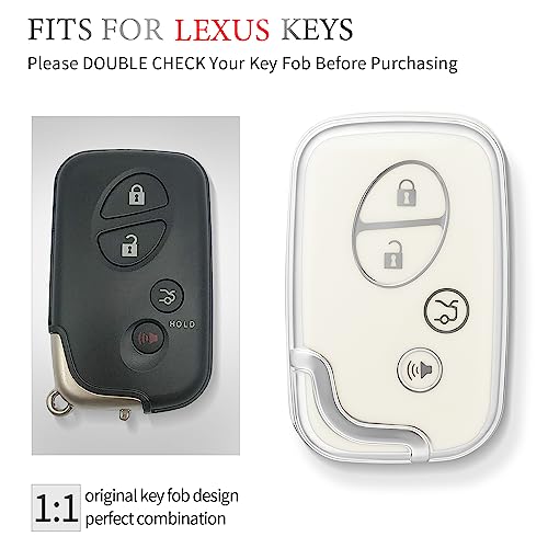 OFFCURVE for Lexus Key Fob Cover Special Key Fob Case Holder for Lexus ES350 GS300 GS430 GS450h GS460 is F IS250 IS350 LS460 LX570 RX350 Car Accessories Smart Keyless Remote Key Protector, White - Image 2