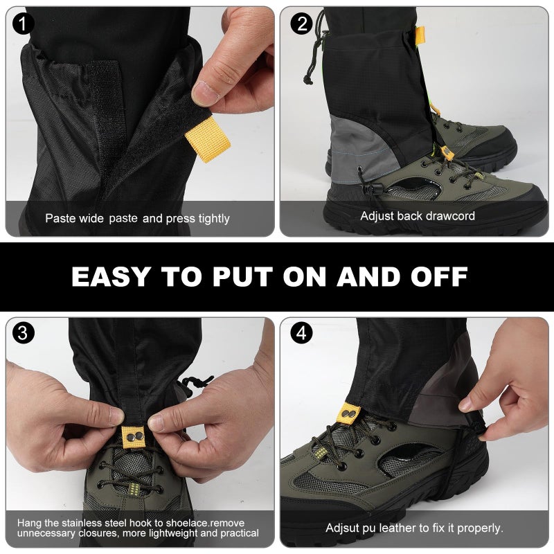 Uponauot Gators for Hiking Boots and Shoes, Lightweight Adjustable Leg Gaiters for Men Women, Waterproof Hiking Gaiters for Snow,Trail Running,Hiking,Hunting,Walking, Skiing,Snowshoeing,Mountain Climbing - Image 3