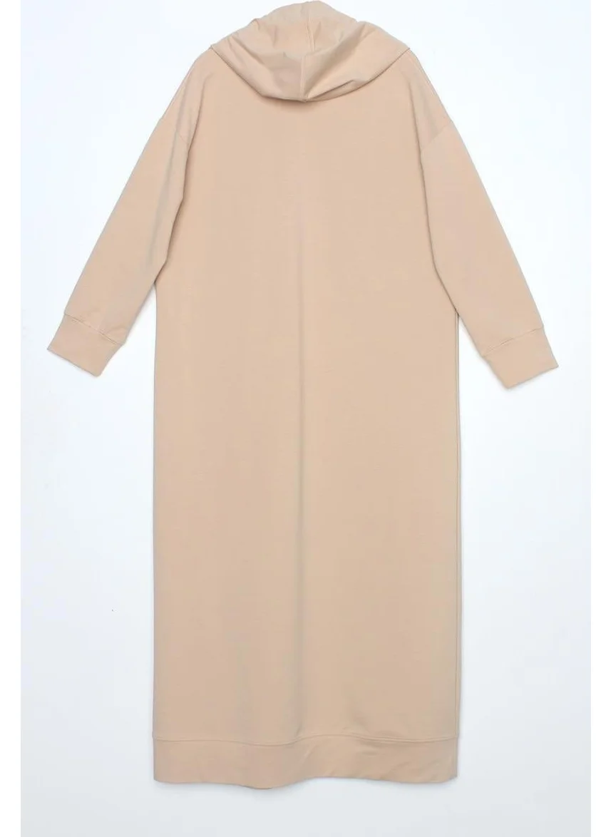 Allday Beige-Hooded Knitted Dress