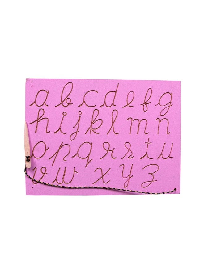 لوحة تتبع خشبية للأطفال بعمر سنتين فما فوق مع قلم رصاص وهمي للقراءة والكتابة، ألعاب تعليمية لتعليم الكتابة اليدوية وتعلم الحروف، ألواح تدريب، ألواح أبجدية صغيرة بخط متصل (وردي) - Image 1